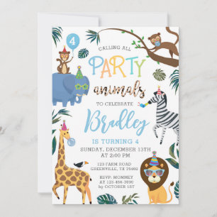 Fête Invitation Un Anniversaire Sauvage Animaux