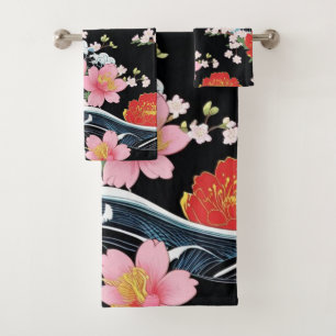 Fête japonaise Fleurs de Sakura Seigaiha Moderne R