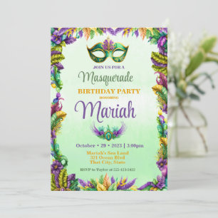 Fête Masquerade Invitation Anniversaire