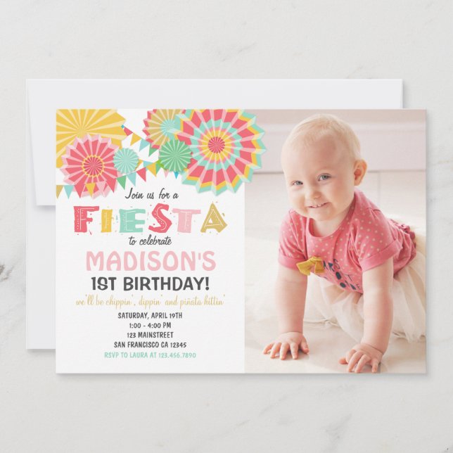 Fête mexicaine Anniversaire Invitation Pink Gold (Devant)
