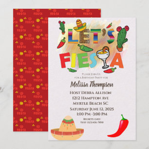Fête mexicaine colorée Invitation de fête d'annive