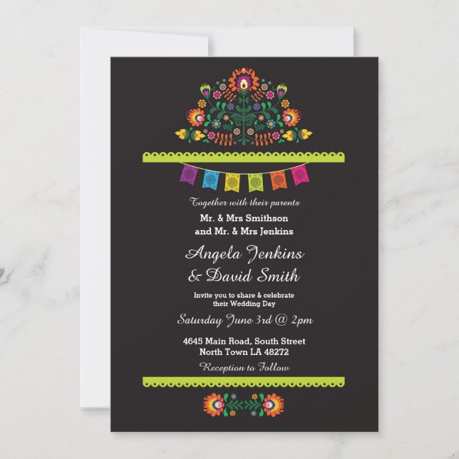 Fête mexicaine des mariages : Invitation éclairée (Devant)