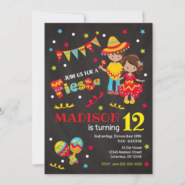Fête mexicaine Invitation d'anniversaire TOUT (Devant)