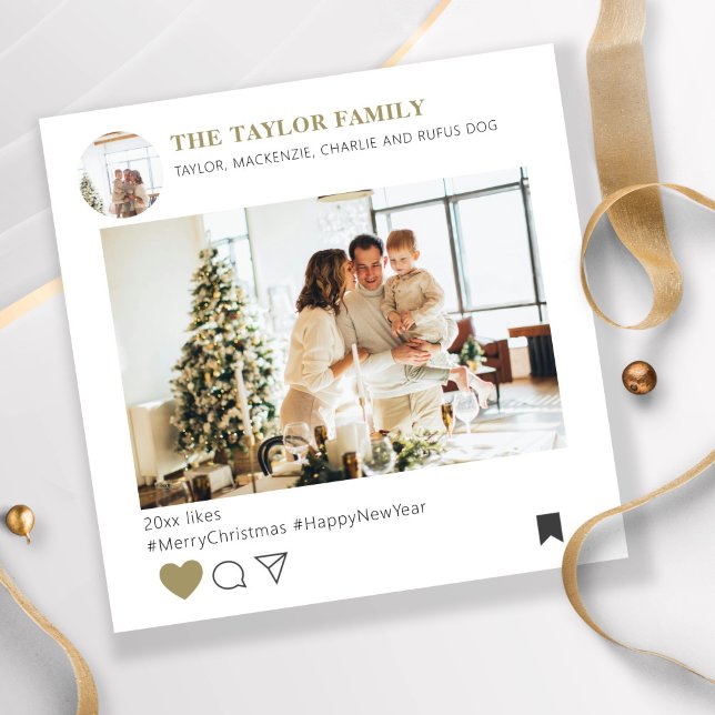 Fête Modèle de nouveauté sur les médias sociaux No (Holiday Social Media Novelty Template Christmas card by Ricaso. Add own photo and text. Fun holiday)