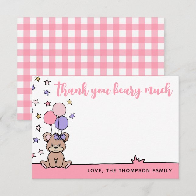 Fête Prénatale pour Bébé Fille Rose Merci Beacoup  (Devant / Derrière)