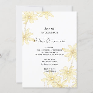 Fête Quinceanera Daisies Jaunes Invitation
