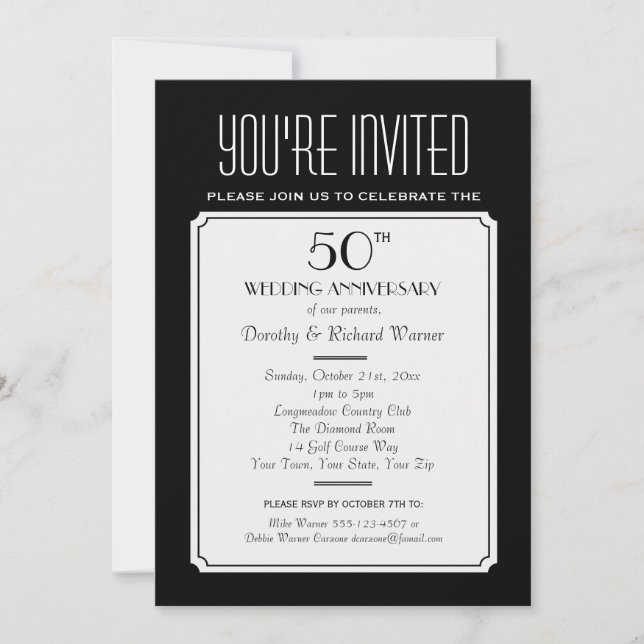 Fête, Réunion ou Événement 5x7 Invitation Noire (Devant)