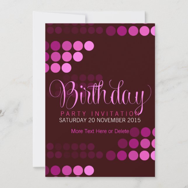 Fête rose funky tendance Invitation d'anniversaire (Devant)