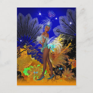 Fête sur Carte Postale Showgirl en Bleu