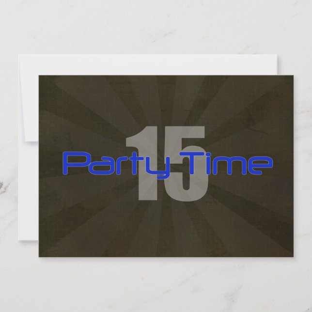 Fête Time Black Grey Boy Invitation 15e anniversai (Devant)