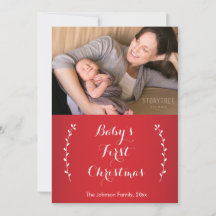 Cartes de Noël pour bébé rouge pour son premier No