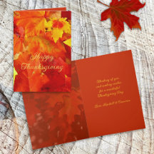 Cartes de vœux avec feuilles orange pour Thanksgiv