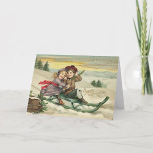 Fêtes Annuelles Cartes de voeux de Noël pour la course de traîneau