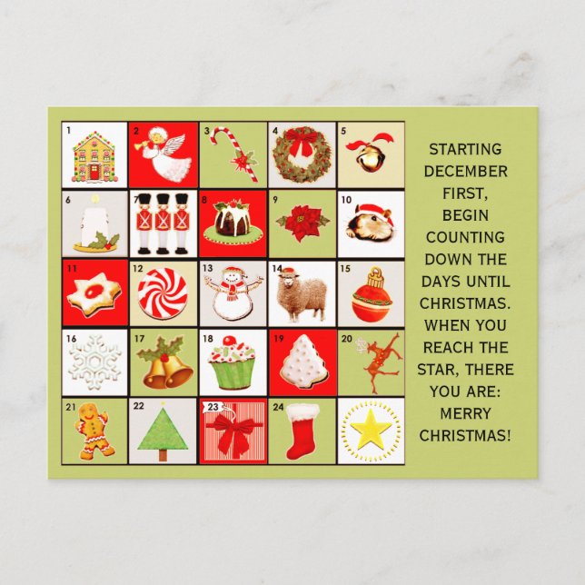 Fêtes Annuelles Cartes de vœux pour le compte à rebours de Noël (Devant)
