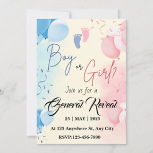 Fêtes Annuelles Cartes d'invitation pour fête de révélation du sex