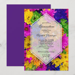 Fêtes colorées Quinceañera Invitations d'anniversa