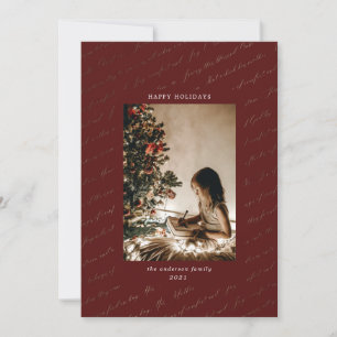 fêtes de noël carol faux feuille d'or carte photo 