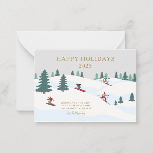 Fêtes de Ski Carte de Noël Joyeux Personnalisée (Devant)