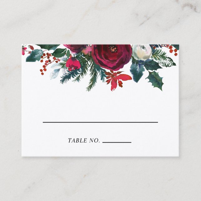 Fêtes Floral Mariage d'hiver Cartes d'escorte (Devant)