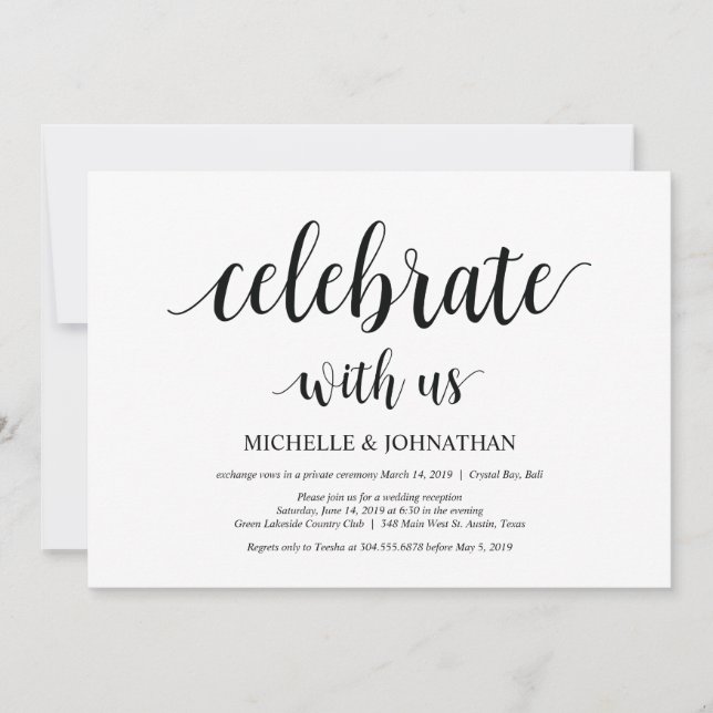 Fêtez avec nous, Mariage Elopement invitations (Devant)