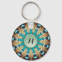 Fether Aquamarin, braun, blau und grün Mandala