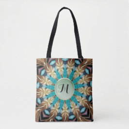 Fether Aquamarin, braun, blau und grüne Mandala-Ta Tasche