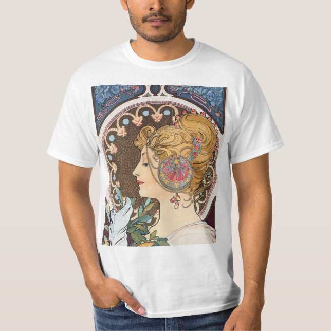 Fether by Alphonse Mucha - Vintager Jugendstil T-Shirt (Vorderseite)
