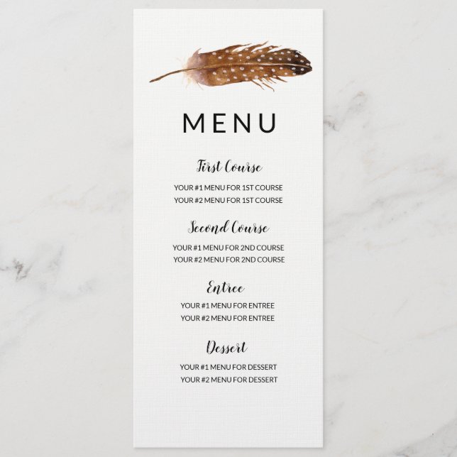 Fether Watercolor Menu Card Menükarte (Vorderseite)