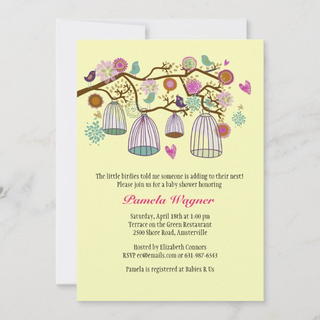 Fethered Friends (gelb) Einladung (Vorderseite)