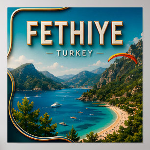 Fethiye Türkei Mittelmeer Küste Landschaft Reise Poster