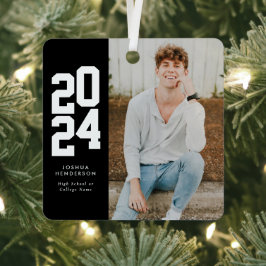 Fett 2023 Schwarz-weißes Foto Graduate Ornament Aus Metall