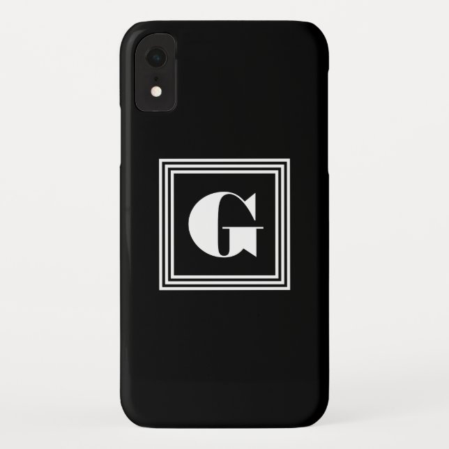 Fett 3-Rahmen-Monogramm | Schwarz/Weiß Case-Mate iPhone Hülle (Rückseite)