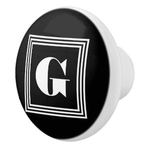 Fett 3-Rahmen-Monogramm Schwarz/Weiß Keramikknauf