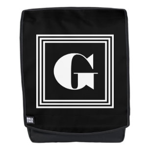 Fett 3-Rahmen-Monogramm Schwarz/Weiß Rucksack
