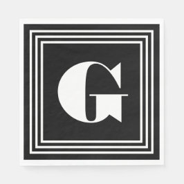 Fett 3-Rahmen-Monogramm | Schwarz/Weiß Serviette