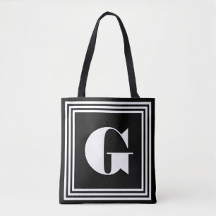 Fett 3-Rahmen-Monogramm   Schwarz/Weiß Tasche