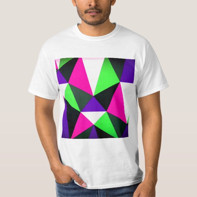 Fett 80er Farbblock Nebel Grün Rosa Lila T-Shirt (Vorderseite)