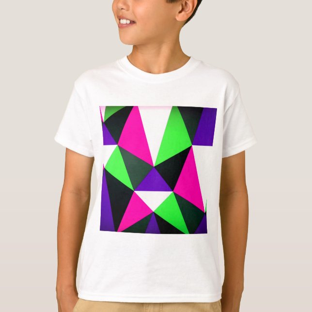Fett 80er Farbblock Nebel Grün Rosa Lila T-Shirt (Vorderseite)
