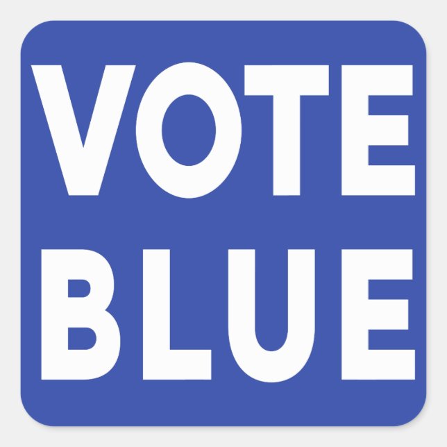 Fett Abstimmung Blauer weißer Text auf blau politi Quadratischer Aufkleber (Vorderseite)