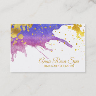 *~*Fett Abstrakt Lila Wasserfarbe Gold Luxe Visitenkarte