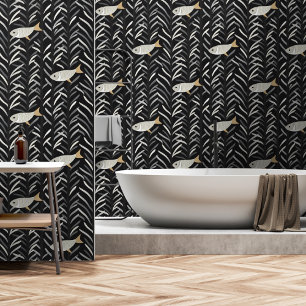 Fett Abstrakte Schwarz-Weiß-Fische entfernen Tapete