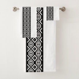 Fett Abstraktes geometrisches Muster Schwarz/Weiß Badhandtuch Set