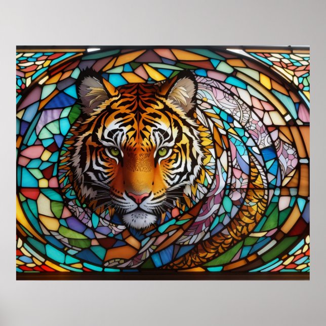 *~* Fett AP68 TIGER Festes Glas 5:4 Fantasie Poster (Vorne)