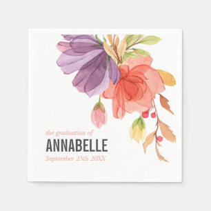 Fett Aquarellfarbe Rosa Wildblumen Abschluss Serviette