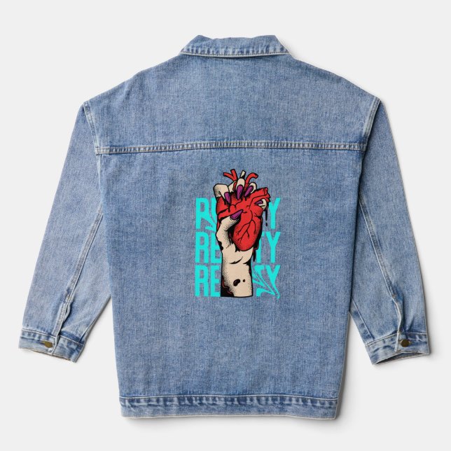Fett ausdrucksstarkes Sprichwort-Design Jeansjacke (Rückseite)