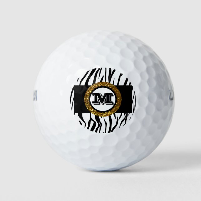 Fett & ausgeklügelt Wild Life Gold Black & White Golfball (Vorderseite)