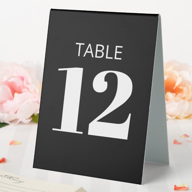 Fett Basic Black Modern Empfang Tischnummer Tischaufsteller (In Situ (Hochzeit))