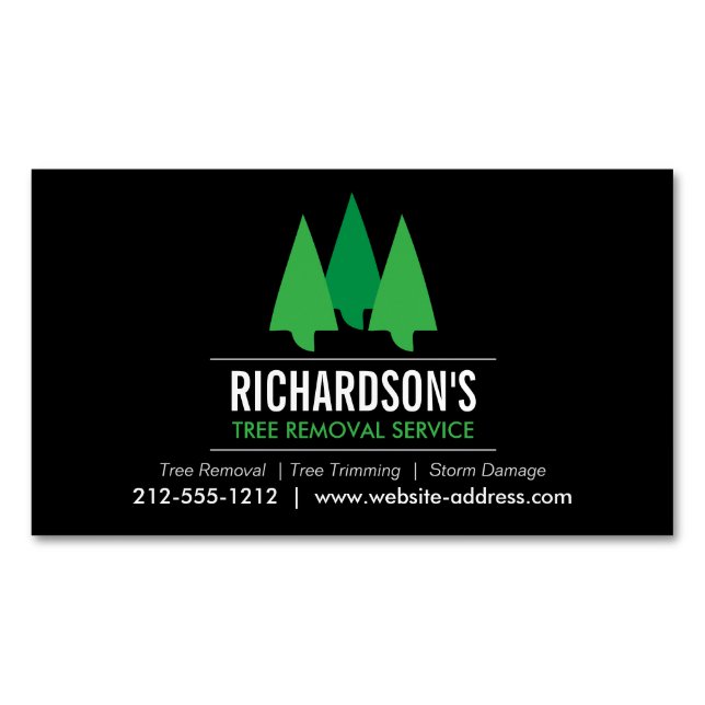 Fett-Baumservice-Logo grün/schwarz Magnetische Visitenkarte (Vorderseite)
