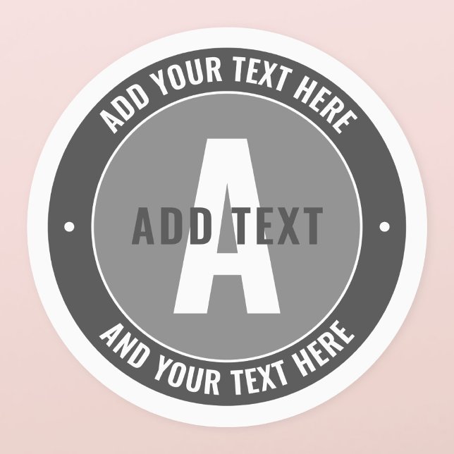 Fett bearbeitbarer Text und Monogramm | Grau und W Etiketten (Von Creator hochgeladen)