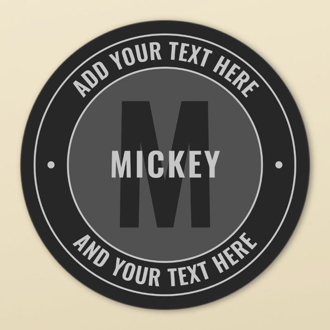 Fett bearbeitbarer Text und Monogramm | Schwarz &  Etiketten (Von Creator hochgeladen)